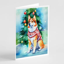 Load image into Gallery viewer, Siberian Husky Christmas Greeting Cards - Blank Note Cards – 8-Pack of Artist-Designed Cards with Envelopes