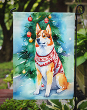 Load image into Gallery viewer, Siberian Husky Christmas Garden Flag – Cozy Dog Holiday Decor with Tree &amp; Presents