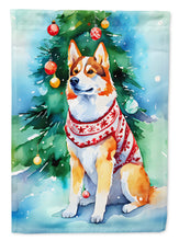 Load image into Gallery viewer, Siberian Husky Christmas Garden Flag – Cozy Dog Holiday Decor with Tree &amp; Presents