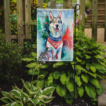 Load image into Gallery viewer, Siberian Husky Christmas Garden Flag – Cozy Dog Holiday Decor with Tree &amp; Presents