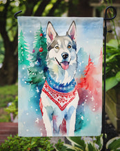 Load image into Gallery viewer, Siberian Husky Christmas Garden Flag – Cozy Dog Holiday Decor with Tree &amp; Presents