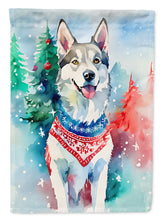 Load image into Gallery viewer, Siberian Husky Christmas Garden Flag – Cozy Dog Holiday Decor with Tree &amp; Presents