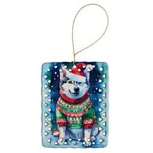 Load image into Gallery viewer, Siberian Husky Christmas Porcelain Ornament