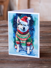 Load image into Gallery viewer, Siberian Husky Christmas Greeting Cards - Blank Note Cards – 8-Pack of Artist-Designed Cards with Envelopes
