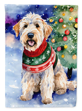 Load image into Gallery viewer, Wheaten Terrier Christmas Garden Flag – Cozy Dog Holiday Decor with Tree &amp; Presents