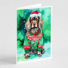 Load image into Gallery viewer, Sussex Spaniel Christmas Greeting Cards - Blank Note Cards – 8-Pack of Artist-Designed Cards with Envelopes