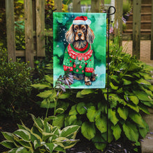 Load image into Gallery viewer, Sussex Spaniel Christmas Garden Flag – Cozy Dog Holiday Decor with Tree &amp; Presents