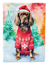 Load image into Gallery viewer, Sussex Spaniel Christmas Garden Flag – Cozy Dog Holiday Decor with Tree &amp; Presents