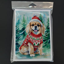 Load image into Gallery viewer, Tibetan Spaniel Christmas Greeting Cards - Blank Note Cards – 8-Pack of Artist-Designed Cards with Envelopes
