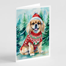 Load image into Gallery viewer, Tibetan Spaniel Christmas Greeting Cards - Blank Note Cards – 8-Pack of Artist-Designed Cards with Envelopes