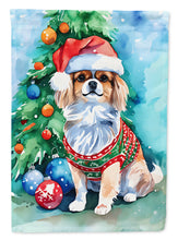 Load image into Gallery viewer, Tibetan Spaniel Christmas Garden Flag – Cozy Dog Holiday Decor with Tree &amp; Presents