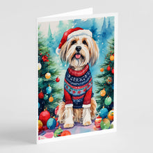 Load image into Gallery viewer, Tibetan Terrier Christmas Greeting Cards - Blank Note Cards – 8-Pack of Artist-Designed Cards with Envelopes