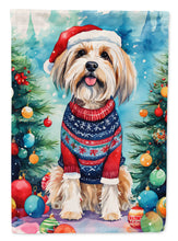 Load image into Gallery viewer, Tibetan Terrier Christmas Garden Flag – Cozy Dog Holiday Decor with Tree &amp; Presents