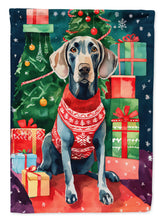 Load image into Gallery viewer, Weimaraner Christmas Garden Flag – Cozy Dog Holiday Decor with Tree &amp; Presents