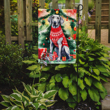 Load image into Gallery viewer, Weimaraner Christmas Garden Flag – Cozy Dog Holiday Decor with Tree &amp; Presents