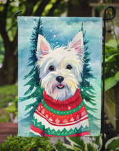 Load image into Gallery viewer, Westie Christmas Garden Flag – Cozy Dog Holiday Decor with Tree &amp; Presents