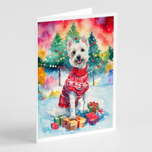 Load image into Gallery viewer, Westie Christmas Greeting Cards - Blank Note Cards – 8-Pack of Artist-Designed Cards with Envelopes