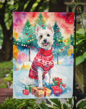 Load image into Gallery viewer, Westie Christmas Garden Flag – Cozy Dog Holiday Decor with Tree &amp; Presents