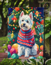Load image into Gallery viewer, Westie Christmas Garden Flag – Cozy Dog Holiday Decor with Tree &amp; Presents