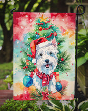Load image into Gallery viewer, Westie Christmas Garden Flag – Cozy Dog Holiday Decor with Tree &amp; Presents
