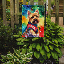 Load image into Gallery viewer, Yorkshire Terrier Yorkie Christmas Garden Flag – Cozy Dog Holiday Decor with Tree &amp; Presents