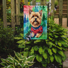 Load image into Gallery viewer, Yorkshire Terrier Yorkie Christmas Garden Flag – Cozy Dog Holiday Decor with Tree &amp; Presents