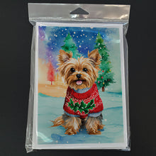 Load image into Gallery viewer, Yorkshire Terrier Yorkie Christmas Greeting Cards - Blank Note Cards – 8-Pack of Artist-Designed Cards with Envelopes