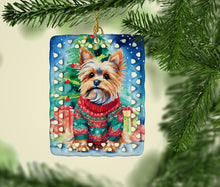 Load image into Gallery viewer, Yorkshire Terrier Yorkie Christmas Porcelain Ornament