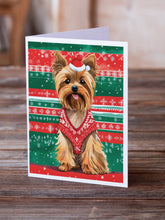 Load image into Gallery viewer, Yorkshire Terrier Yorkie Christmas Greeting Cards - Blank Note Cards – 8-Pack of Artist-Designed Cards with Envelopes