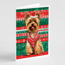 Load image into Gallery viewer, Yorkshire Terrier Yorkie Christmas Greeting Cards - Blank Note Cards – 8-Pack of Artist-Designed Cards with Envelopes
