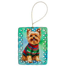 Load image into Gallery viewer, Yorkshire Terrier Yorkie Christmas Porcelain Ornament