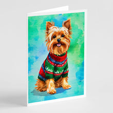 Load image into Gallery viewer, Yorkshire Terrier Yorkie Christmas Greeting Cards - Blank Note Cards – 8-Pack of Artist-Designed Cards with Envelopes