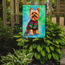 Load image into Gallery viewer, Yorkshire Terrier Yorkie Christmas Garden Flag – Cozy Dog Holiday Decor with Tree &amp; Presents
