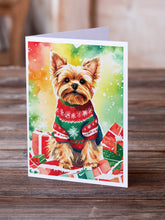 Load image into Gallery viewer, Yorkshire Terrier Yorkie Christmas Greeting Cards - Blank Note Cards – 8-Pack of Artist-Designed Cards with Envelopes