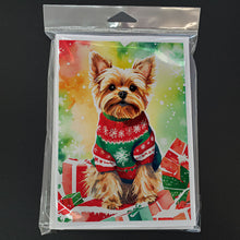 Load image into Gallery viewer, Yorkshire Terrier Yorkie Christmas Greeting Cards - Blank Note Cards – 8-Pack of Artist-Designed Cards with Envelopes