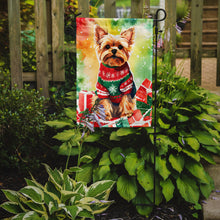 Load image into Gallery viewer, Yorkshire Terrier Yorkie Christmas Garden Flag – Cozy Dog Holiday Decor with Tree &amp; Presents