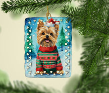 Load image into Gallery viewer, Yorkshire Terrier Yorkie Christmas Porcelain Ornament