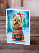 Load image into Gallery viewer, Yorkshire Terrier Yorkie Christmas Greeting Cards - Blank Note Cards – 8-Pack of Artist-Designed Cards with Envelopes
