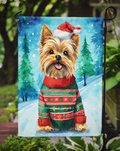 Load image into Gallery viewer, Yorkshire Terrier Yorkie Christmas Garden Flag – Cozy Dog Holiday Decor with Tree &amp; Presents