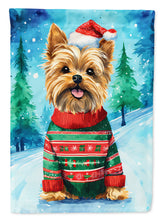 Load image into Gallery viewer, Yorkshire Terrier Yorkie Christmas Garden Flag – Cozy Dog Holiday Decor with Tree &amp; Presents