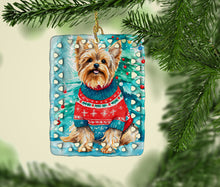 Load image into Gallery viewer, Yorkshire Terrier Yorkie Christmas Porcelain Ornament