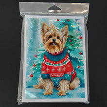 Load image into Gallery viewer, Yorkshire Terrier Yorkie Christmas Greeting Cards - Blank Note Cards – 8-Pack of Artist-Designed Cards with Envelopes