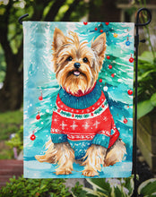 Load image into Gallery viewer, Yorkshire Terrier Yorkie Christmas Garden Flag – Cozy Dog Holiday Decor with Tree &amp; Presents