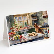 Load image into Gallery viewer, Airedale Terrier Christmas Cookies Greeting Cards - Blank Note Cards – 8-Pack of Artist-Designed Cards with Envelopes