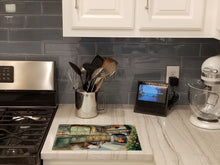 Load image into Gallery viewer, Basset Hound Christmas Cookies Glass Cutting Boards – Durable, Decorative Kitchen Art