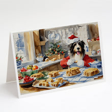 Load image into Gallery viewer, Bearded Collie Christmas Cookies Greeting Cards - Blank Note Cards – 8-Pack of Artist-Designed Cards with Envelopes