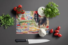 Load image into Gallery viewer, Belgian Sheepdog Christmas Cookies Glass Cutting Boards – Durable, Decorative Kitchen Art