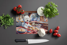 Load image into Gallery viewer, Bichon Frise Christmas Cookies Glass Cutting Boards – Durable, Decorative Kitchen Art
