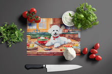 Load image into Gallery viewer, Bichon Frise Christmas Cookies Glass Cutting Boards – Durable, Decorative Kitchen Art