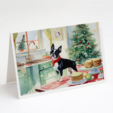 Load image into Gallery viewer, Boston Terrier Christmas Cookies Greeting Cards - Blank Note Cards – 8-Pack of Artist-Designed Cards with Envelopes